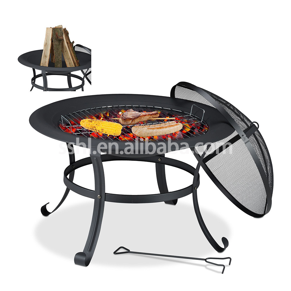 Outdoor Steel tabletop Wood Burning smokeless Fire Pit with Poker garden burner