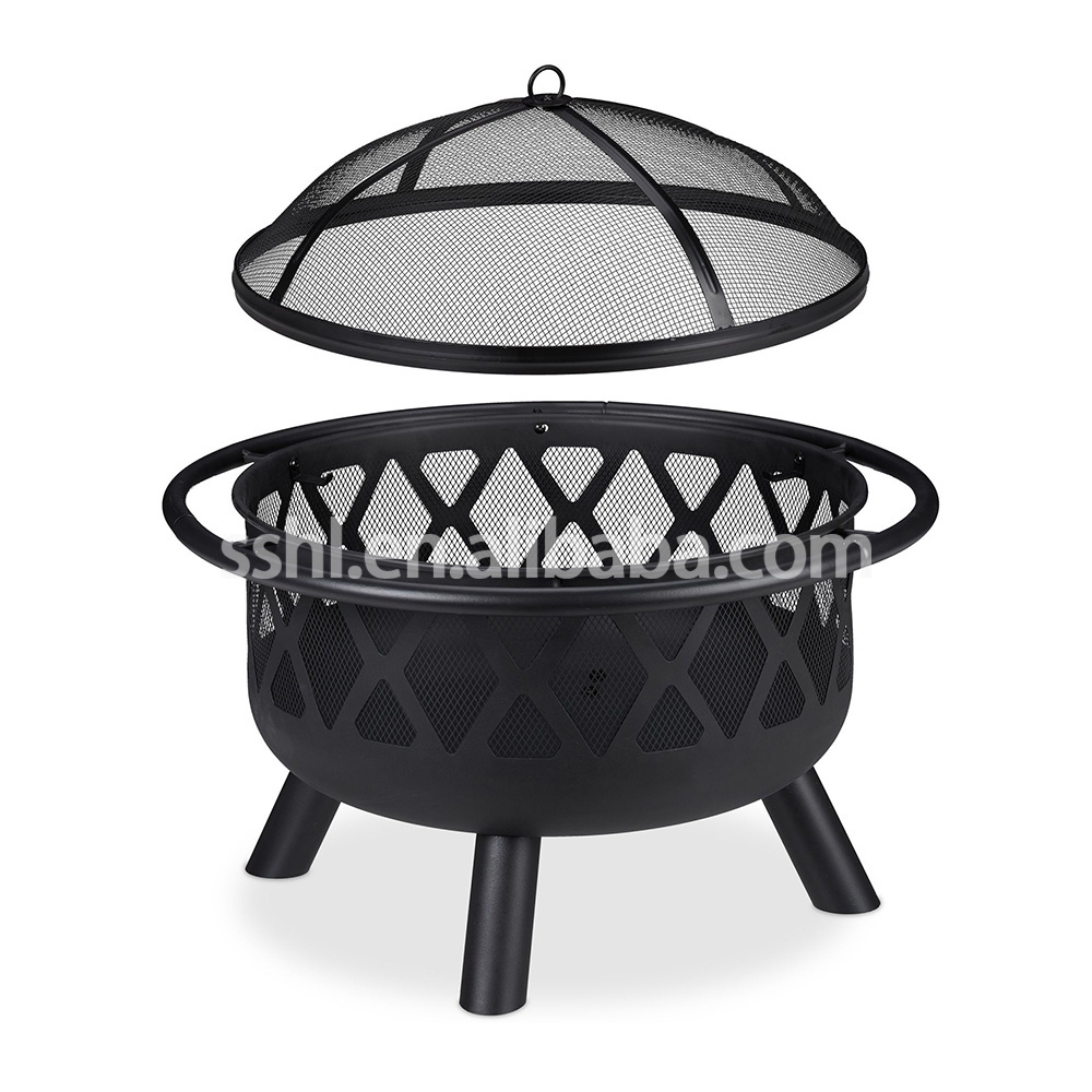 Manufacturers Outdoor Round Fire Pit with Diamond design Bonfire Wood Burner with cover and grill