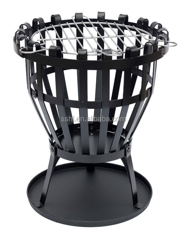 Outdoor steel fire pit garden patio fire basket with tray and Grill