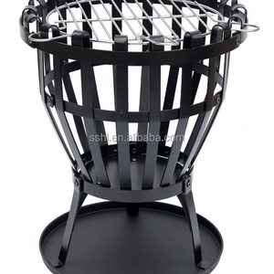 Outdoor steel fire pit garden patio fire basket with tray and Grill