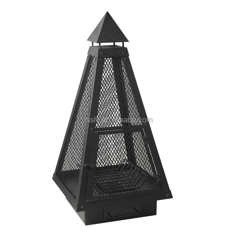 Outdoor Wood Burning Fire Pits Pyramid Patio burner with rack  and ash pan for Garden