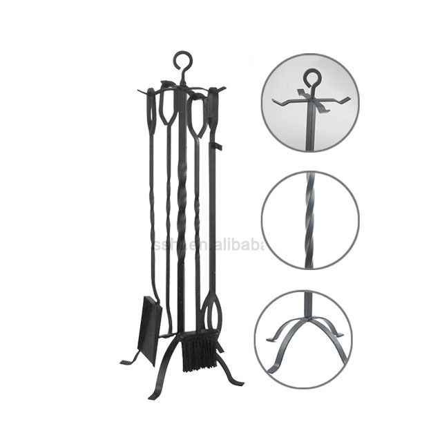 Modern Fireplace Accessories Fire Pit Tool 5pcs Fireplace Tool set Wrought Iron fireset