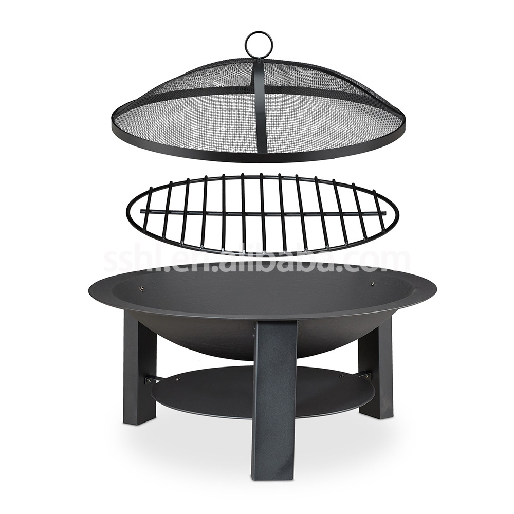 Outdoor fire guard Cast Iron Fire Pit Wood Burning with cover Patio Heater