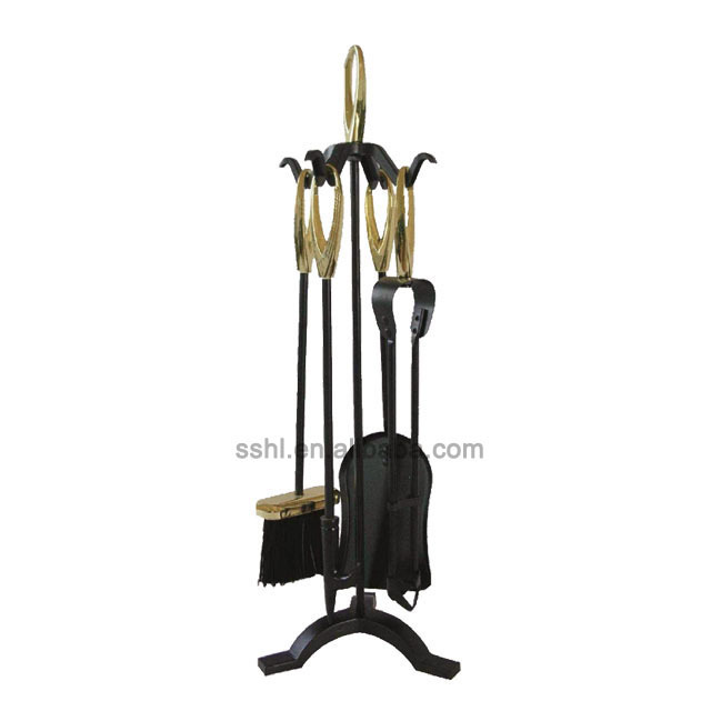 Black fireplace tools set Fireset Fire Pit Poker Wood Stove Log Tongs Holder Companion Tool Set