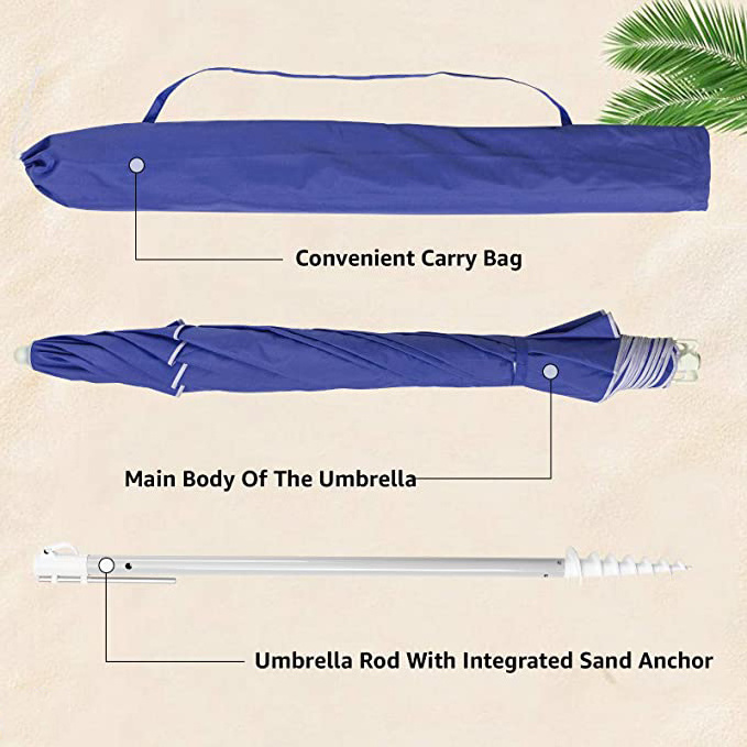 Outdoor Custom Portable Sunshade Beach Umbrella With Push Button Tilt  for Pool Beach sombrillas