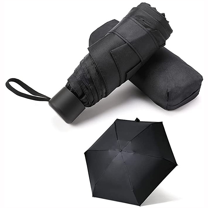 Promotional China Wholesale Coloured Market Custom Printed Minisize 5 Fold Gift Umbrella Lightweight