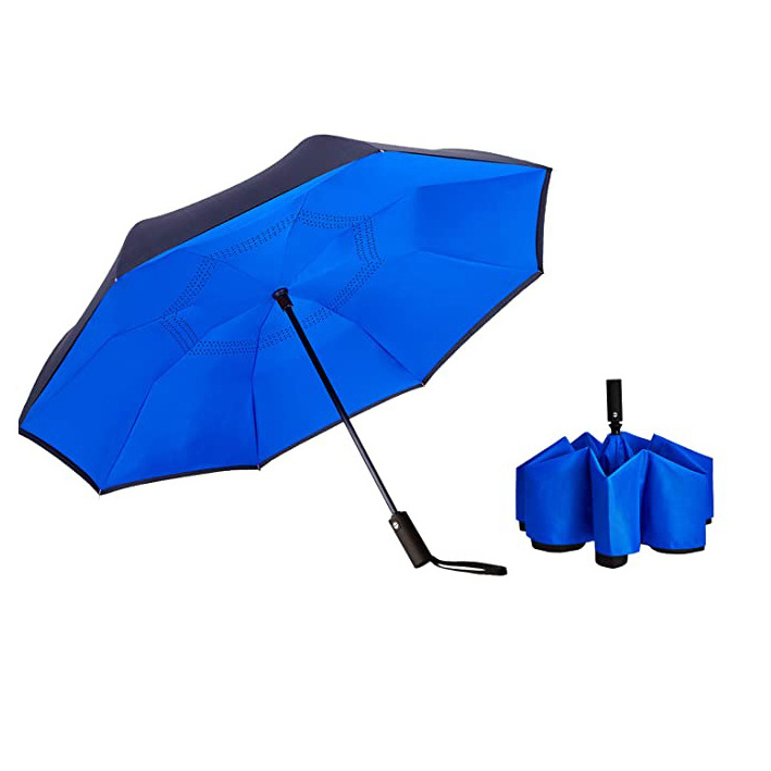 Luxury design double layer Reverse folding umbrella automatic windproof with box package