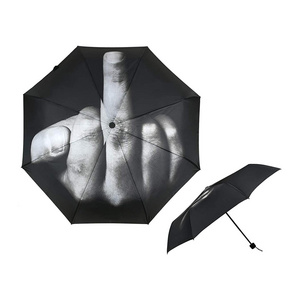 Hot Designer umbrella with middle finger pattern umbrella 3 folding umbrella