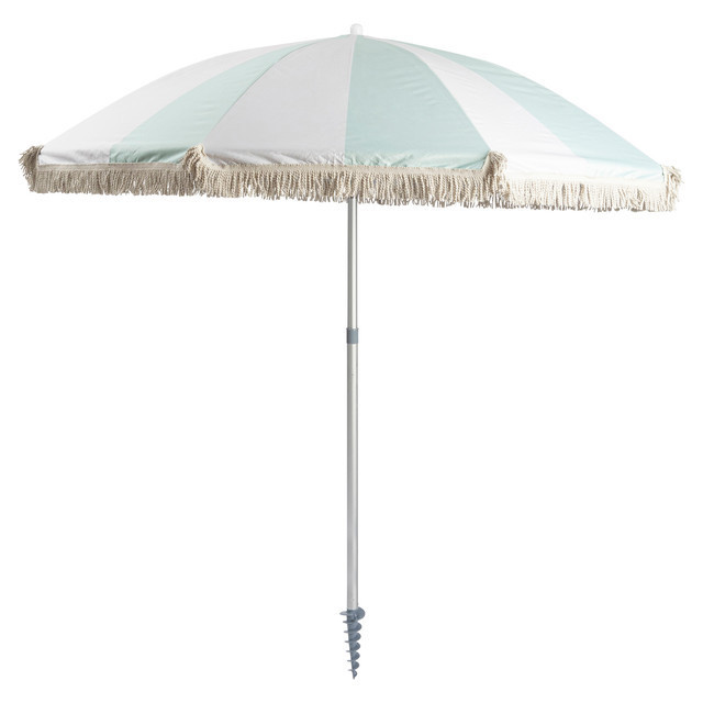 Best selling new items Aluminum pole beach umbrella with tassels vintage luxury beach umbrella outdoor