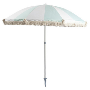 Best selling new items Aluminum pole beach umbrella with tassels vintage luxury beach umbrella outdoor