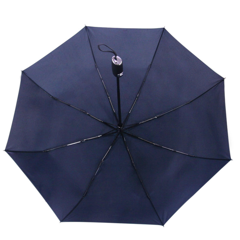 21 inch 8 panel auto open and close 3 folding umbrella with leather handle