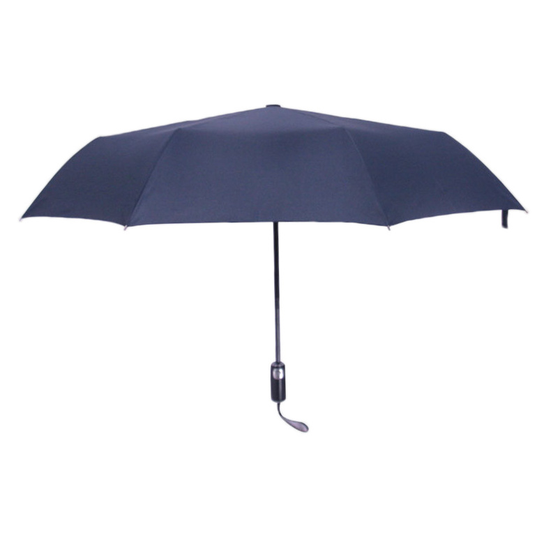 21 inch 8 panel auto open and close 3 folding umbrella with leather handle