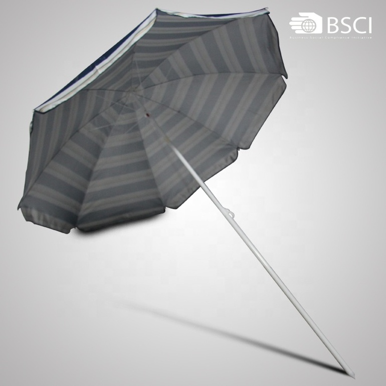 custom outdoor stripe parasol  UV50+ beach umbrella with sliver coating