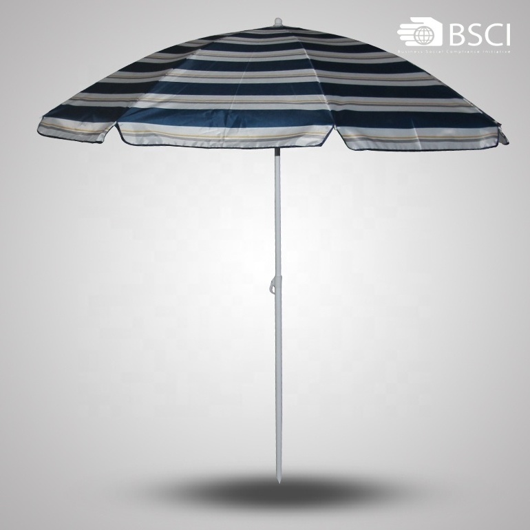 custom outdoor stripe parasol  UV50+ beach umbrella with sliver coating