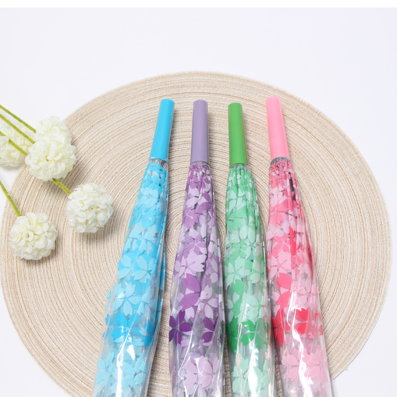 dome appollo sakura flower printing transparent POE fabric clear  umbrella