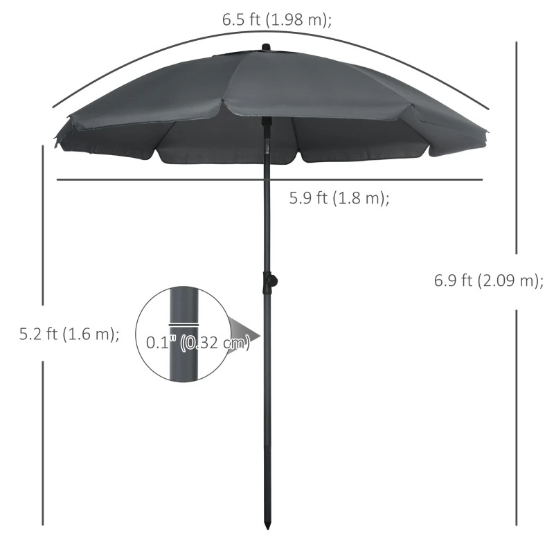 Black Blue Custom Printing Promotional Advertising Parasol Garden Outdoor Patio Beach Umbrella with Logo