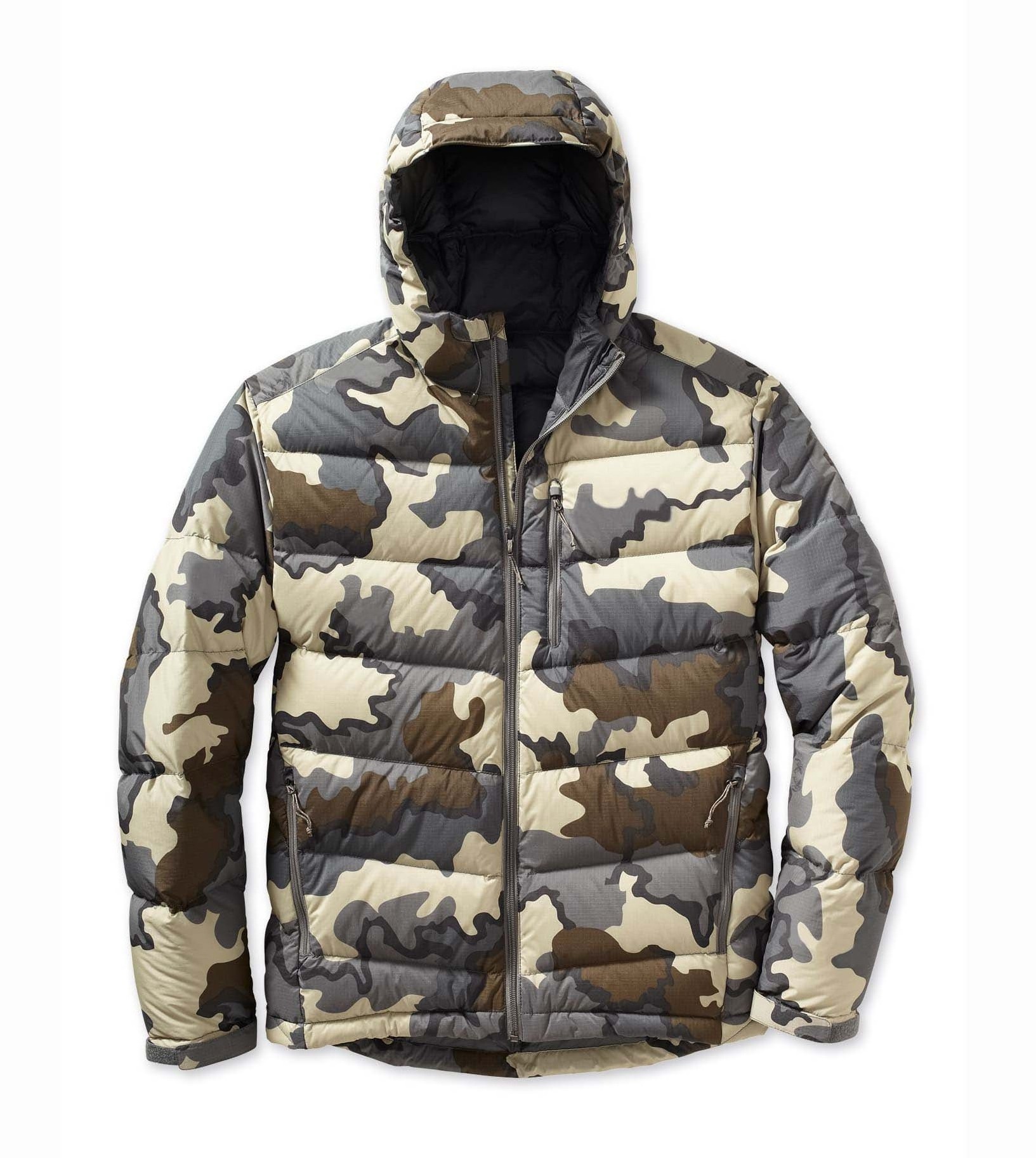 Competitive Quality Custom Warm Camo Printed Mens Puffer Bubble Jacket Down Insulated Hunting Jacket Winter Camouflage Windbreak