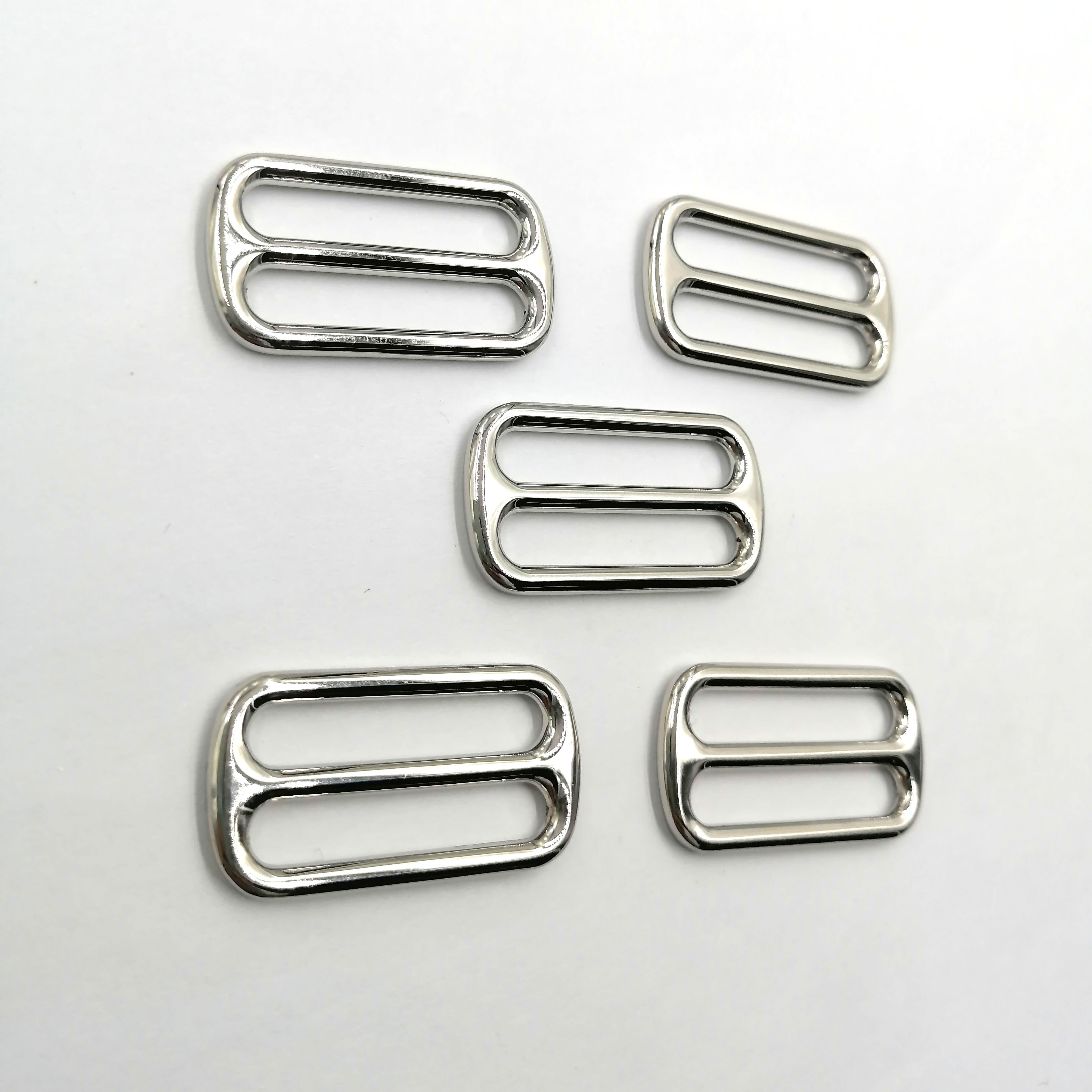 Multi Sizes Metal Belt Webbing Buckles Tri Glide Slider Buckle Rectangle Flat Adjuster Buckle for Bag Strap