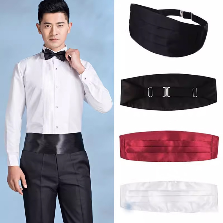 High Quality Maroon Red Satin Cummerbund And Bow Tie Set for Men