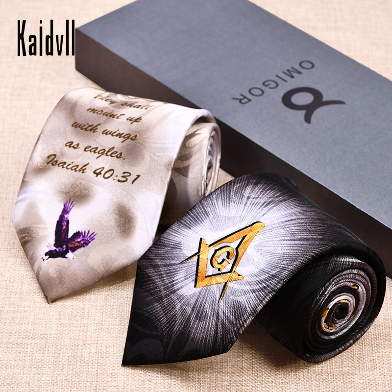 Wholesale High Quality Formal Colorful Printed Necktie Customized Logo Masonic Tie