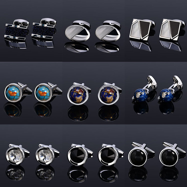 Wholesale Luxury Copper Mental Custom Engraved Logo Silver Men Cufflinks for Tuxedo Shirts