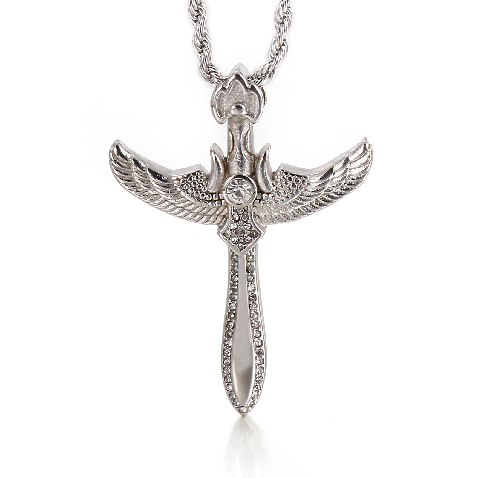 KALEN Fashion Stainless Steel Cross With Wing pendant for men