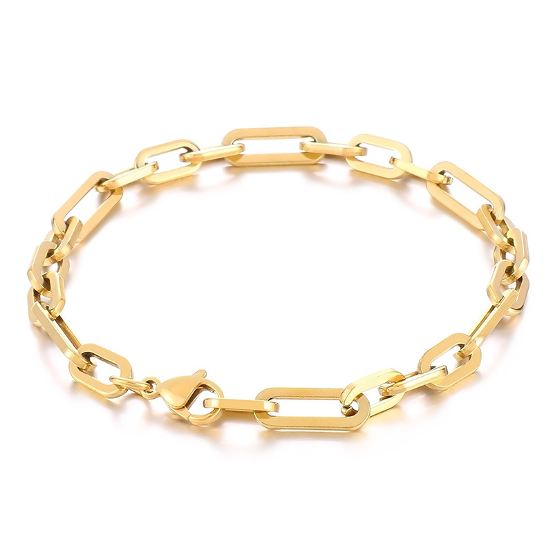 KALEN 200mm Casual Gold/Silver Color Stainless Steel Oval Links Bracelet