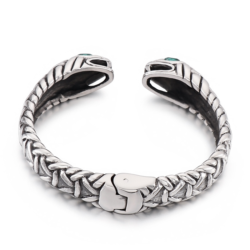 KALEN Stainless Steel Cuff Bracelet Fashion Mens Snake Charm Handcuff Bracelets Bangle