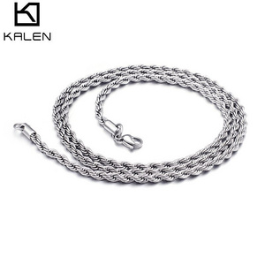 KALEN 3mm Classic 316L Stainless Steel Twisted Rope Chain Necklaces