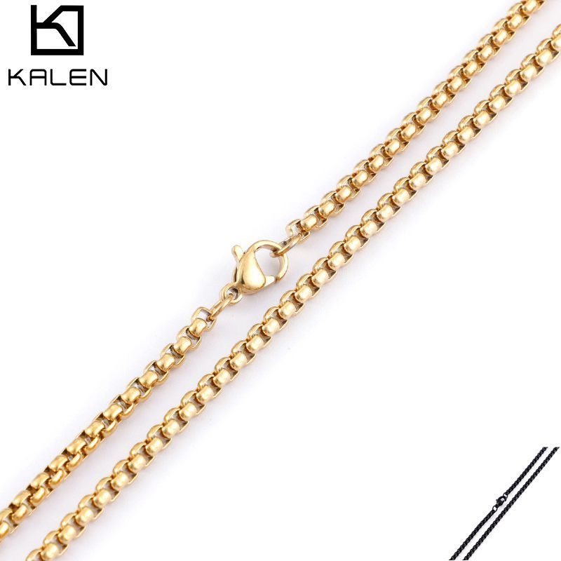 Kalen Manufacturer High Quality Stainless Steel Roll Silver 18k Gold Filled Plated Jewelry Necklace Box Chain Men