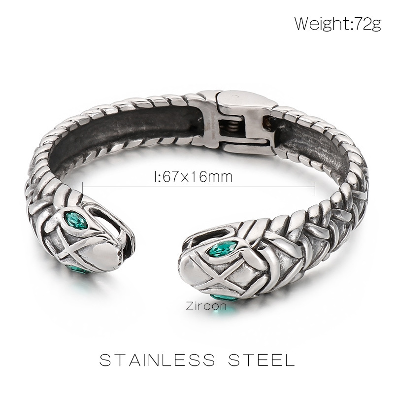 KALEN Stainless Steel Cuff Bracelet Fashion Mens Snake Charm Handcuff Bracelets Bangle