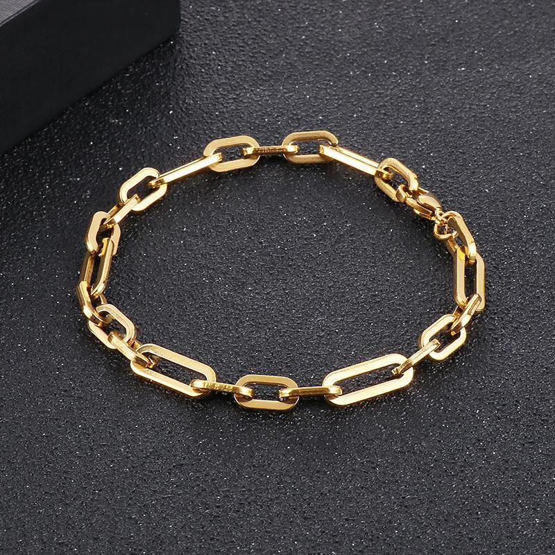 KALEN 200mm Casual Gold/Silver Color Stainless Steel Oval Links Bracelet