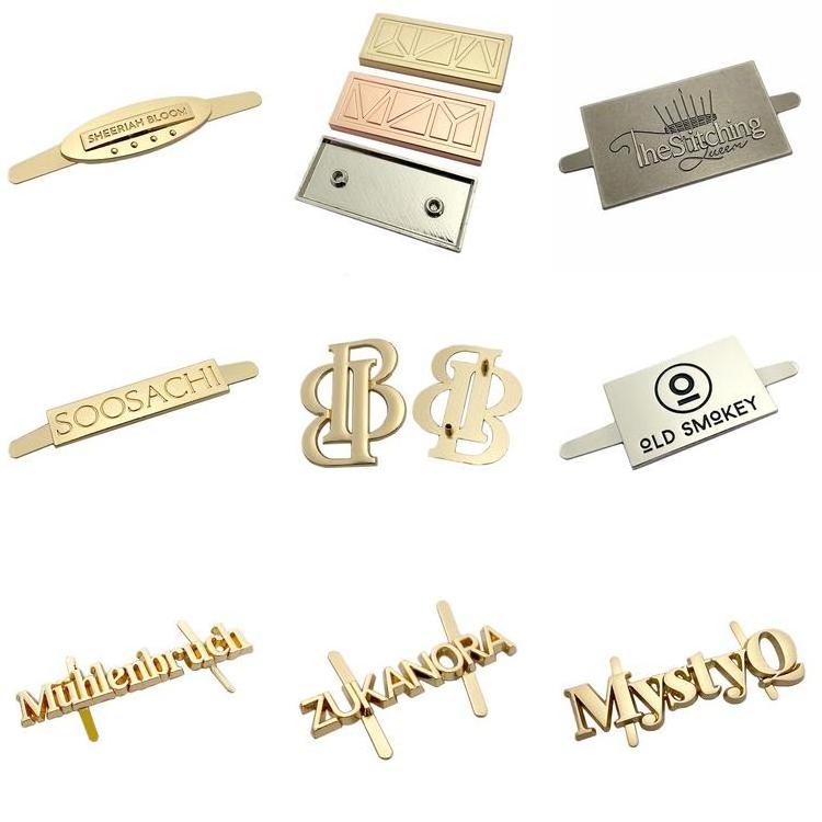 High Quality Bag Hardware Custom Letter Design Metal Logo Label Plate For Handbag