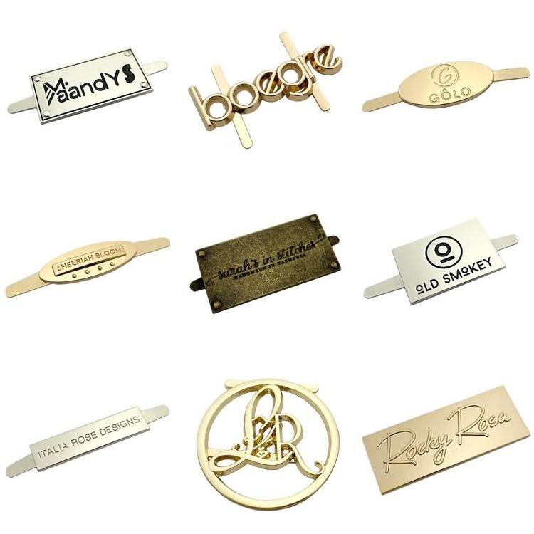 High Quality Bag Hardware Custom Letter Design Metal Logo Label Plate For Handbag