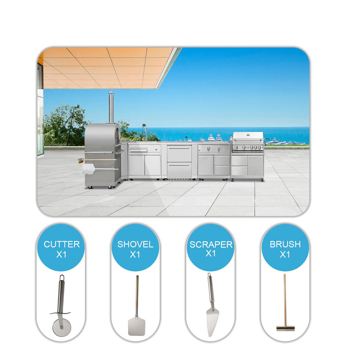 Outdoor Kitchen Best Selling BBQ Kitchen Wheels Stainless Steel Minimalist Design Garden Kitchen Cabinets