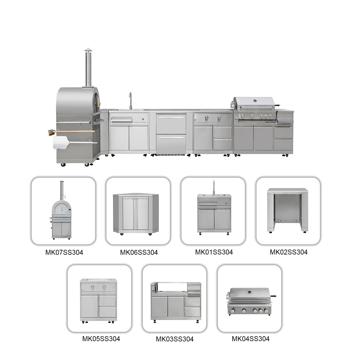 outdoor kitchen OEM ODM OBM trailet portable kitchen outdoor unit stainless steel doors outdoor kitchens BBQ grill