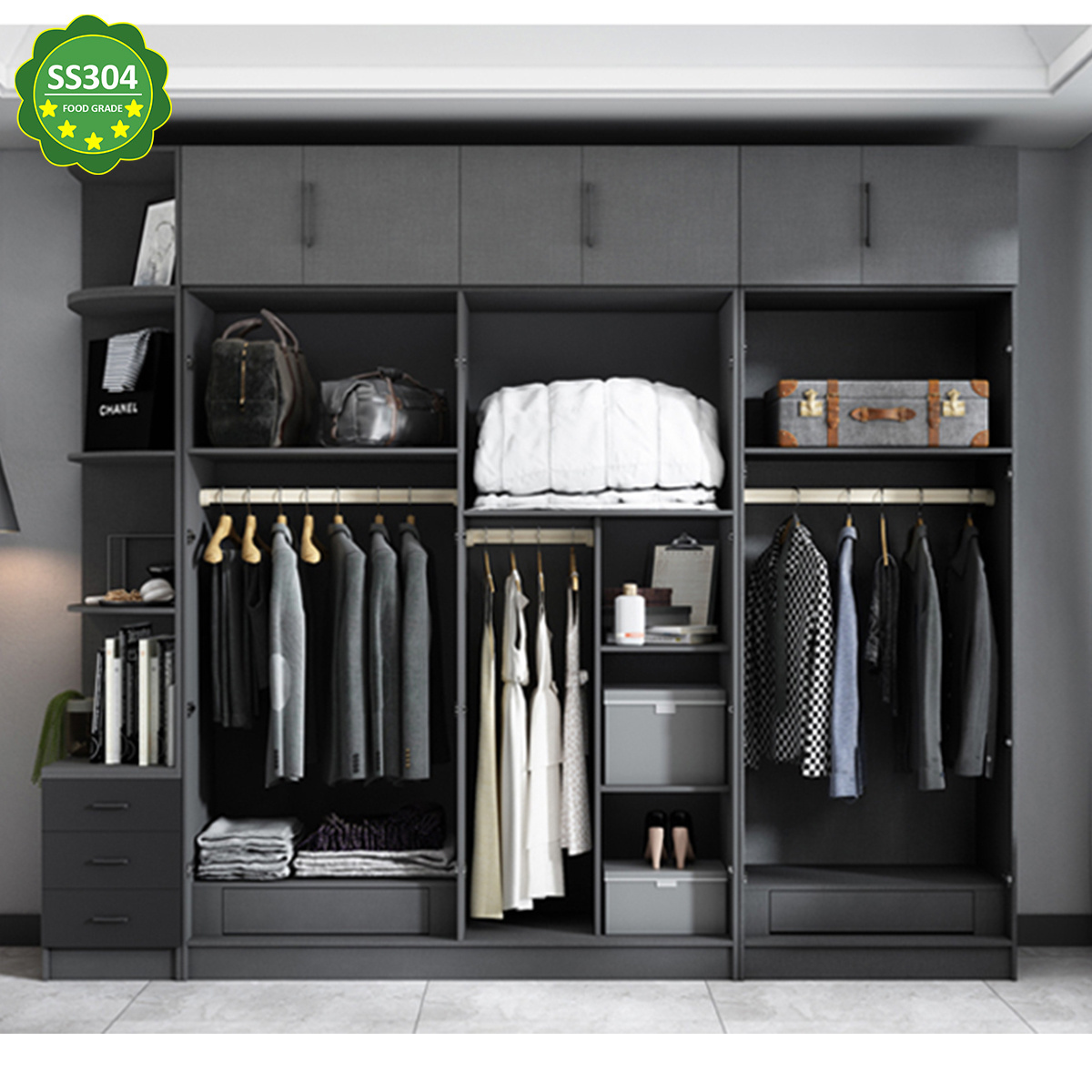 Hyxion closet easy to clean  cabinet black  organizers wardrobes