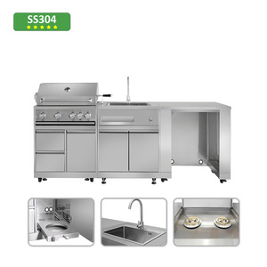 outdoor kitchen Simple design professional appliances wholesale cabinets l shape bbq island BBQ grill