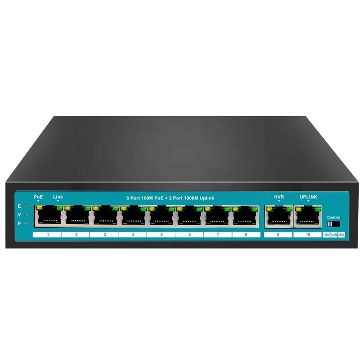 Sailsky  8 Port POE Switch with 2 gigabit RJ45 port uplink poe network switch POE812