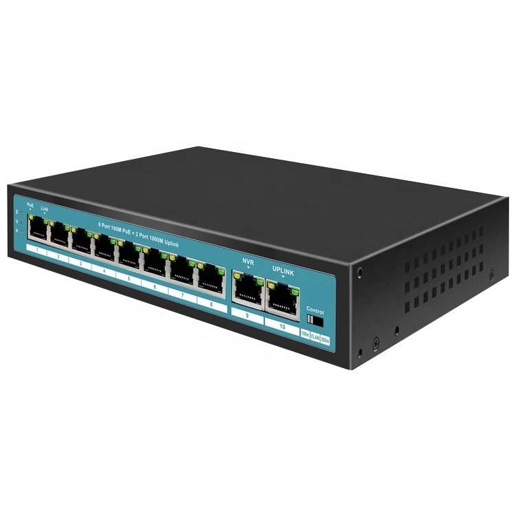 Sailsky  8 Port POE Switch with 2 gigabit RJ45 port uplink poe network switch POE812