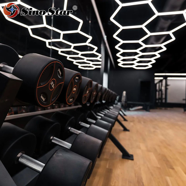 Customized for free hexagonal led light for gym 6500K honeycomb led hexagon ceiling lights STC202 for the fitness centre