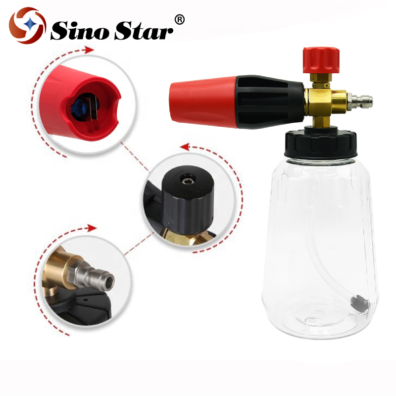 Transparent Foam Cannon Car Cleaning Red Black Foam Nozzle Spray Bottle Car Wash PA Foam Lance