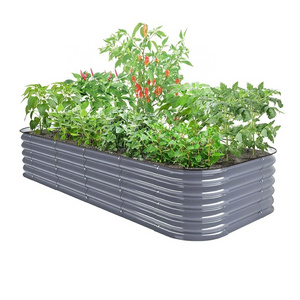 Wholesale import 17'' 43cm' color coat galvanized plate modular corrugated metal raised garden bed for grass flower vegetable