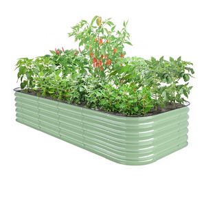 Distribute export 43cm height color coat demountable modular corrugate metal raised garden bed for vegetable flower grass