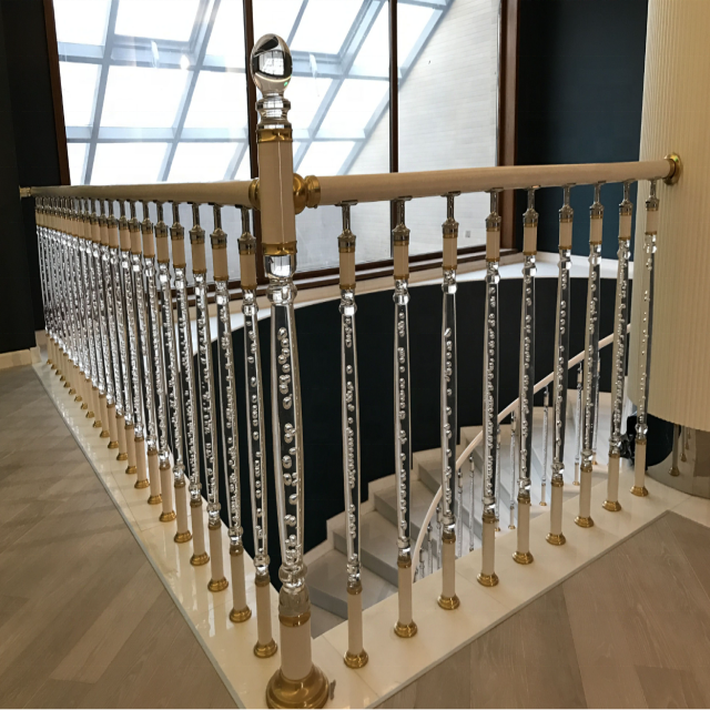 New Eco material balustrade acrylic railing post baluster glass pillar for interior decoration