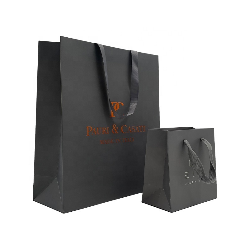 Custom premium matte laminated luxury boutique euro tote for candle cosmetic gift shopping paper bag with logo