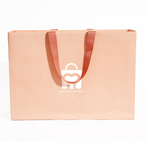 Modern Luxury Boutique Shopping Bags Colourful Paper Carry Bags Rose Gold Foldable Offset Printing Drawstring Art Paper Accept