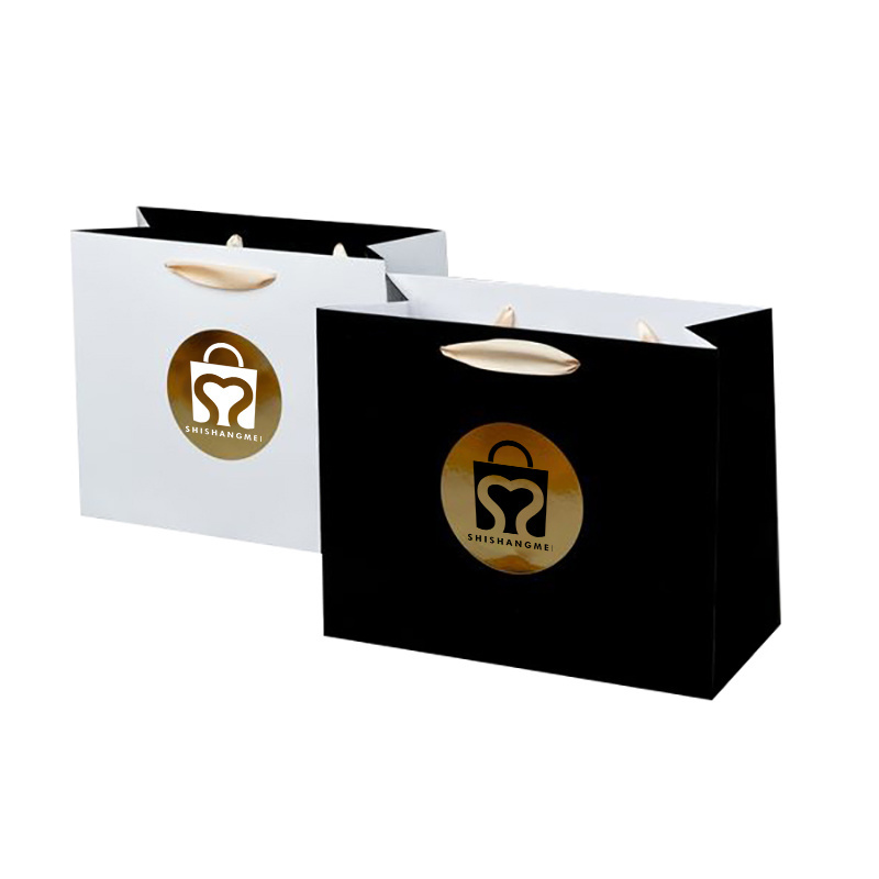 custom luxury black Clothes store retail packaging gift carry bags boutique shopping paper bags with your own logo