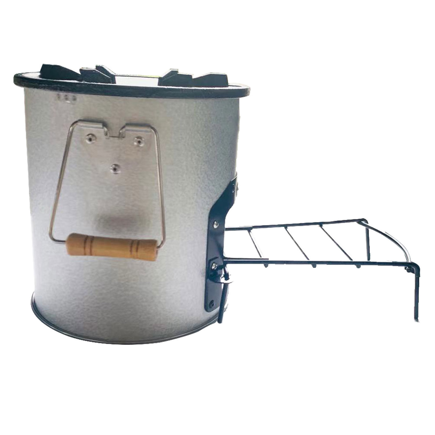 Galvanized metal rocket stove S24-11 for household cooking and camping wood stove portable