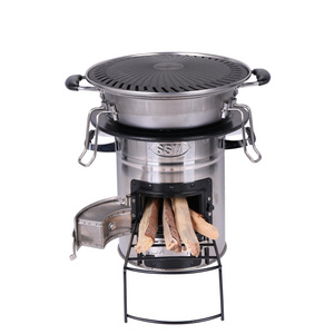 outdoor camping BBQ rocket stove wood burning stove